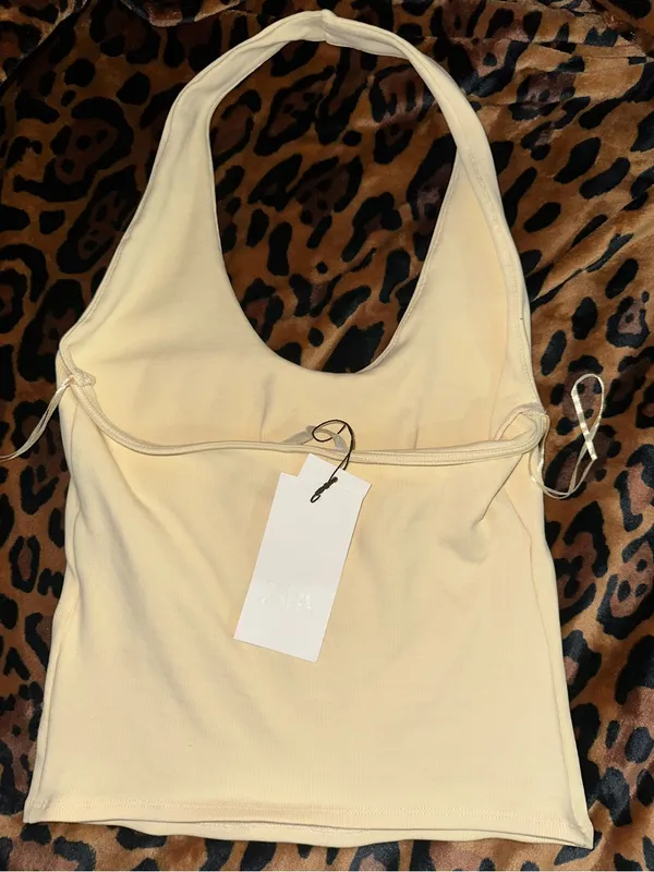 NWT Zara Butter Yellow Halter Top Sz. L - Image 3