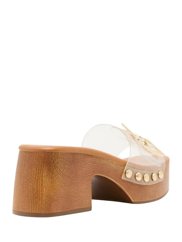 NWT Madden Girl Woodland Platform Block Heel Sandal WOOD03J1 Clear Brown 6.5M - Image 3