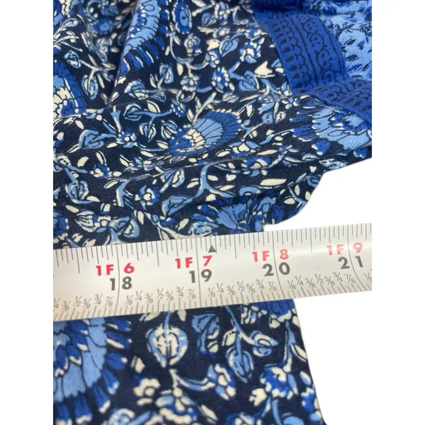 Old Navy Blue Boho Peasant Dress Women L Floral Tassel Cottagecore Festival - Image 11