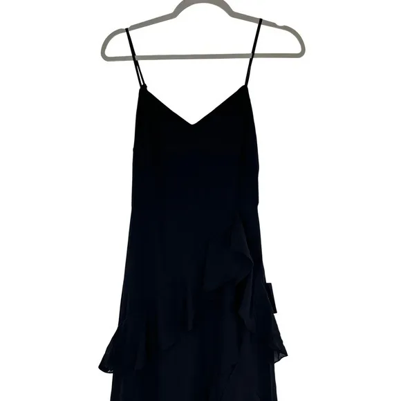 Lulus Black Ruffle Spaghetti‎ Strap Maxi Dress Formal Evening Occasion Chiffon - Image 13