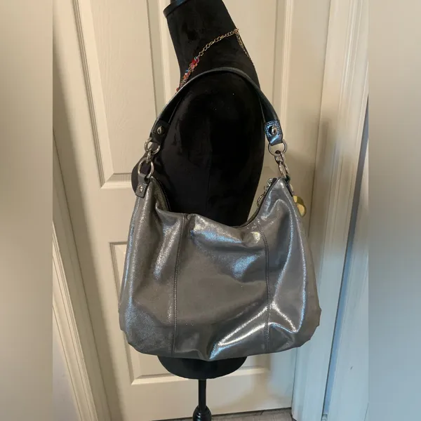 Coach Metallic Silver Poppy Hobo Bag - Image 3