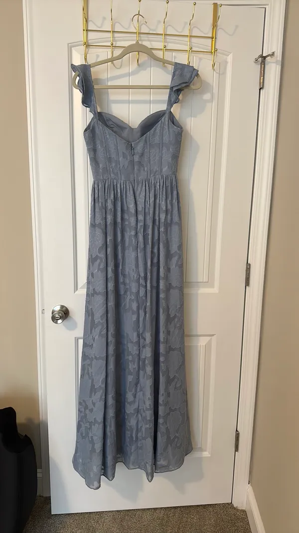Azazie bridesmaid dress chiffon dusty blue A2 - Image 2