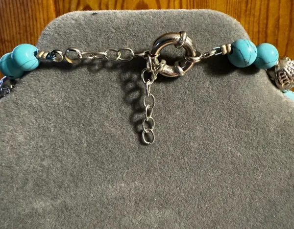 Fashion Long Beaded Statement Necklace Blue - Image 5