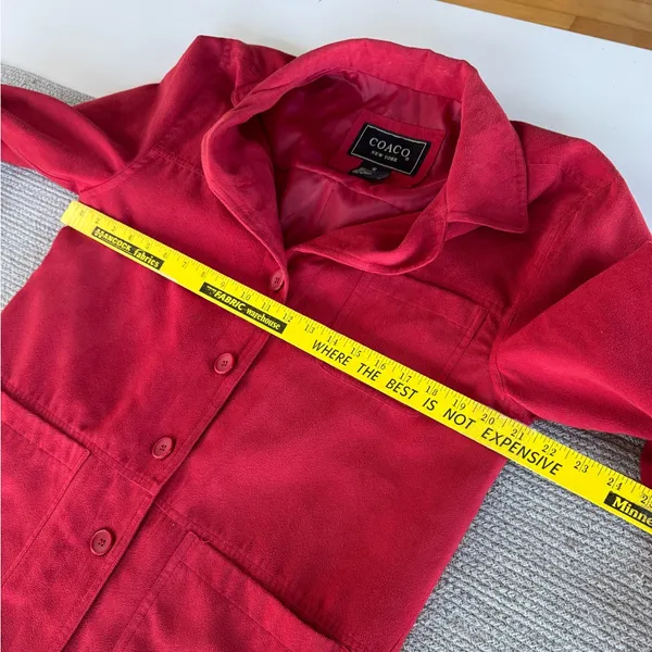 Vintage Coaco Red Faux Suede Chore Coat Utility Jacket Fully Lined Size Small - Image 7