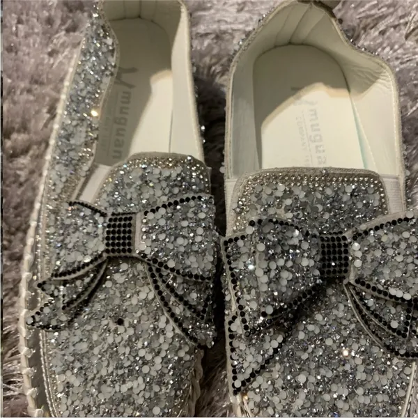 Muguan Silver Rhinestone Sneakers Shoes Sz. 5 - Image 4