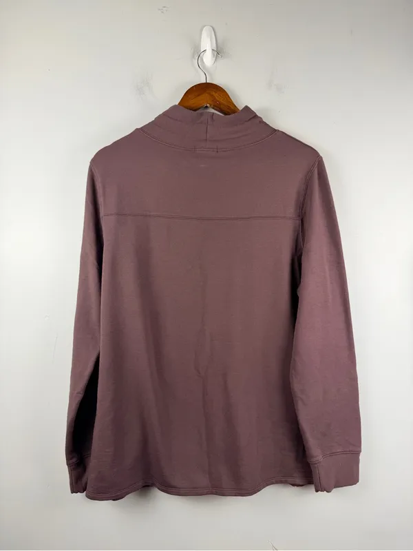 Quince SuperSoft Fleece Mock Neck Pullover in dried fig size large - Image 5