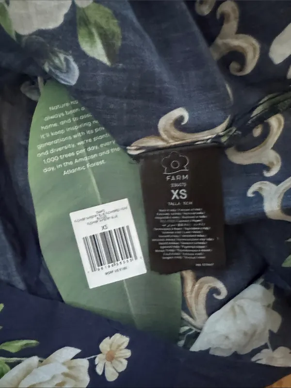 Farm Rio FLOWER TAPESTRY BLUE FLOWERED YOKE BLOUSE Size XSmall - Image 13
