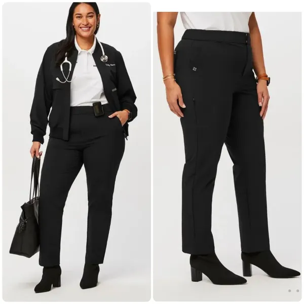 FIGSPRO Women’s Skinny Zip Fly Trouser™ Large Uniform Doctor Stretch Black‎ - Image 2