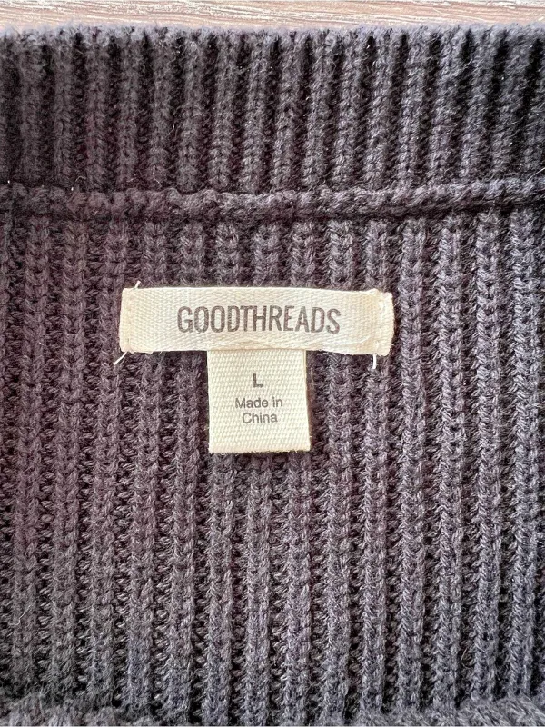 Goodthreads Women’s L Black 100% Cotton Shaker Knit Crewneck Sweater - Image 4