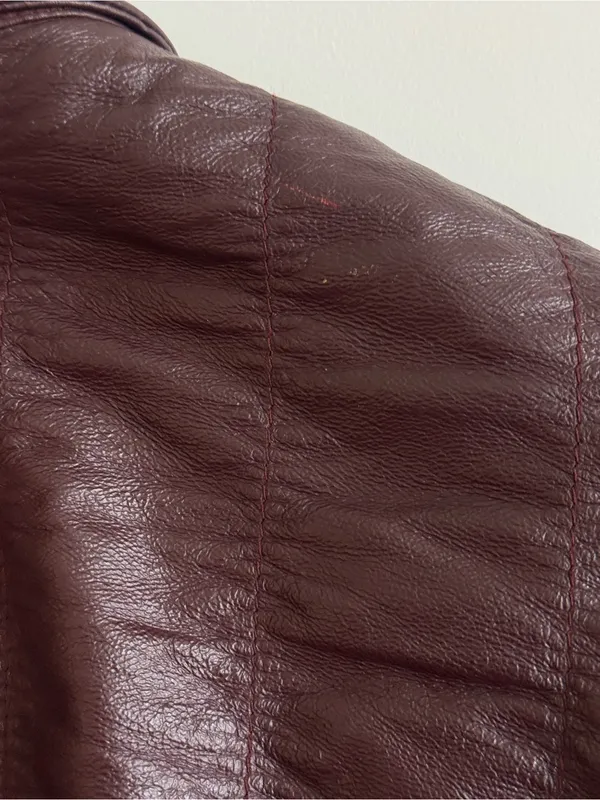 Vintage Albert Duke New York Genuine Leather Ruched Jacket Burgundy Cropped S - Image 13