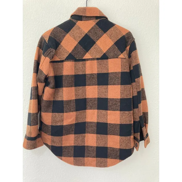 RDI Fall Western Buffalo Plaid Brown Black Oversized Shirt Jacket Shacket Small - Image 10