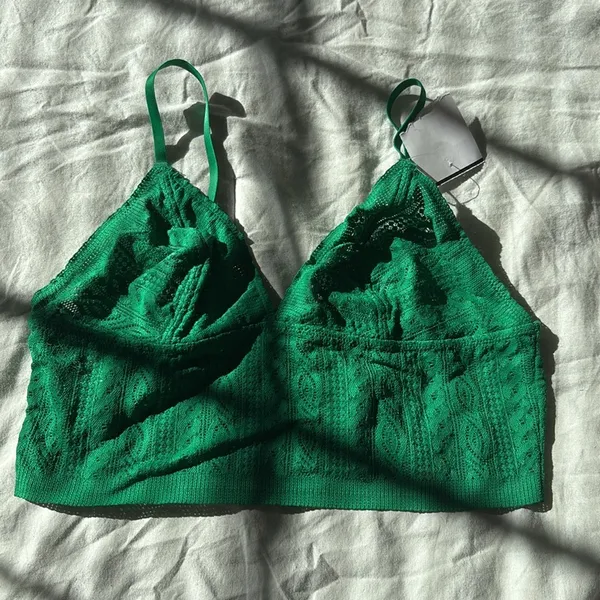 Aerie NWT Green Size Medium Longline Cable Lace Bralette - Image 2