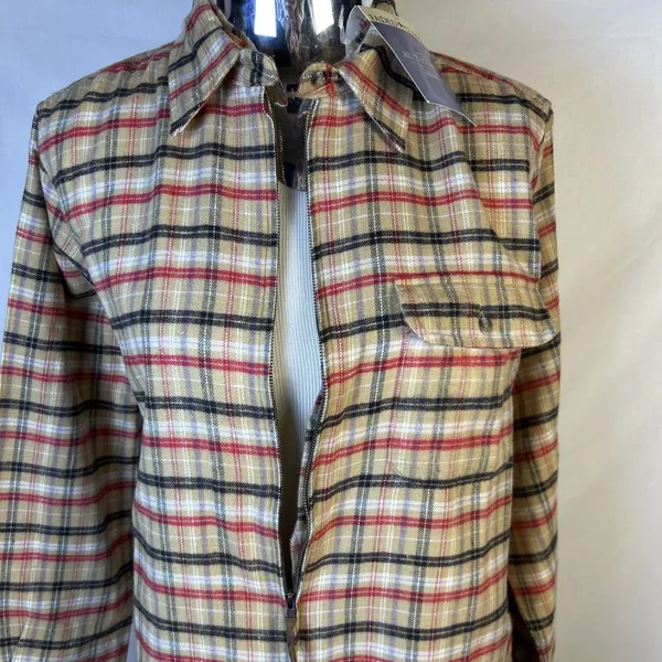 Faded Glory Women’s Size M Plaid Flannel Shirt Western Pullover Zipper New - Image 2