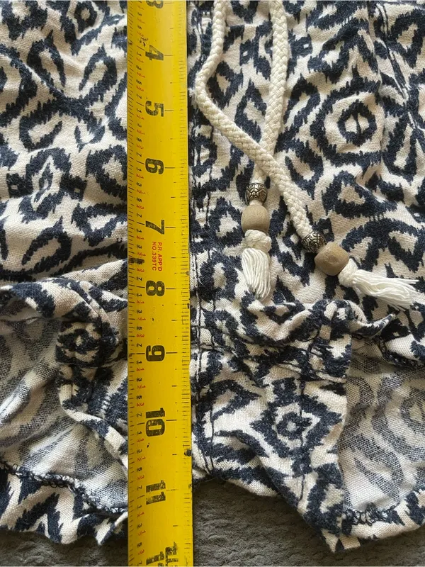 Patterned Navy and White Drawstring Athletic Shorts Size XL - Image 5