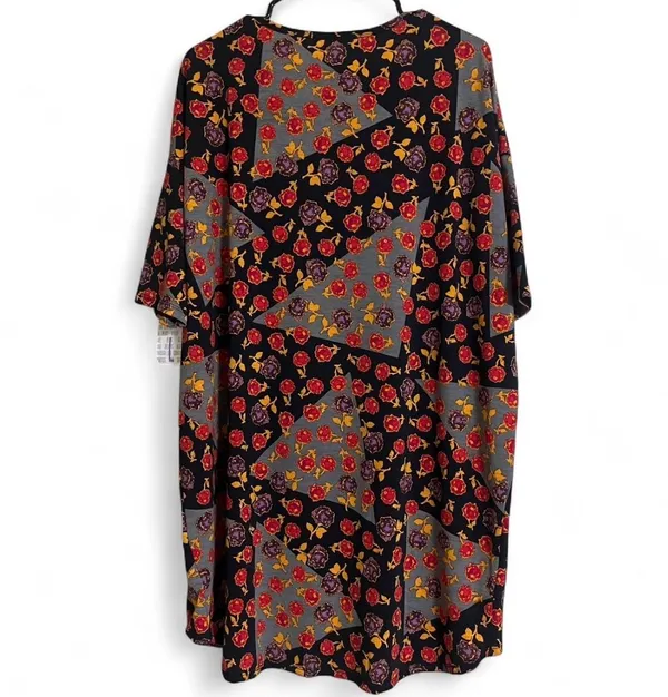 LuLaRoe Tunic Top Sz L IRMA Floral Print High/Low Hem Short Sleeves Oversized - Image 2