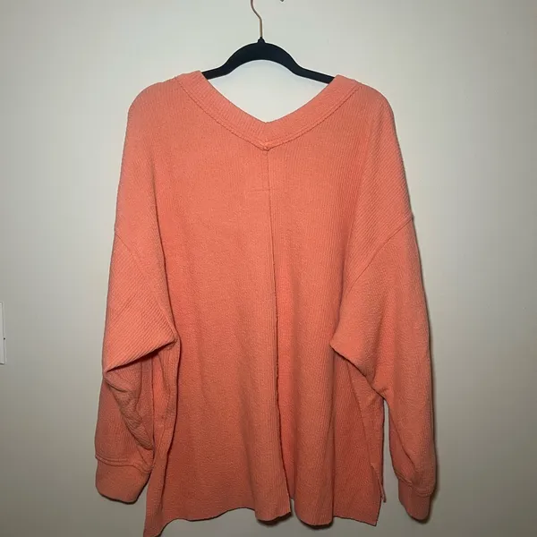 Aerie Coral V-Neck Sweater - Image 3