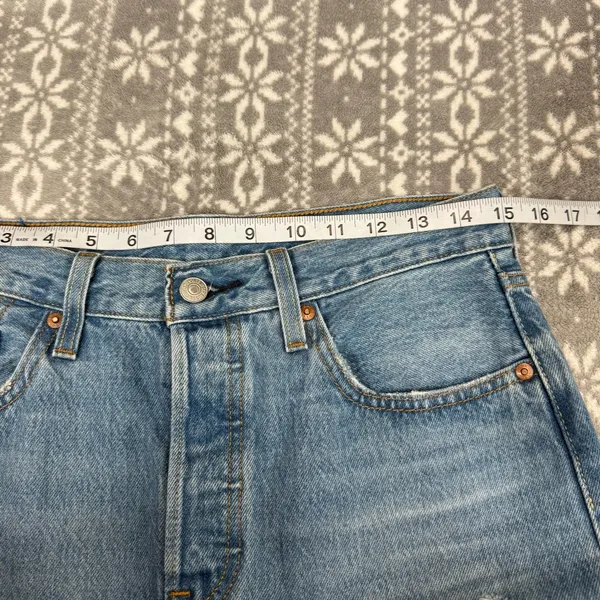 Levi's Premium Original Fit 501s Jeans Distressed Button Fly Blue Size‎ 27 x 30 - Image 10
