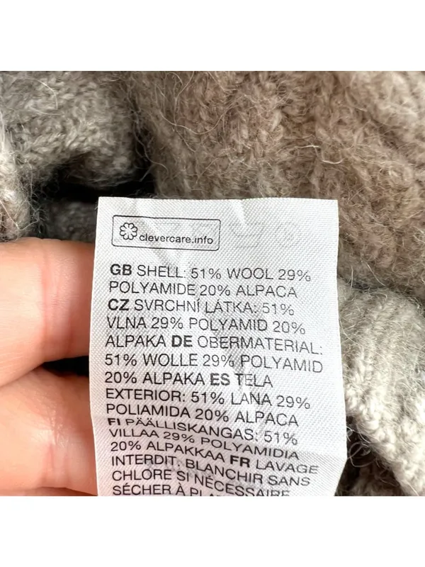 & Other Stories Cable Knit Wool Alpaca Sweater Beige Size Large Quiet Luxury - Image 9