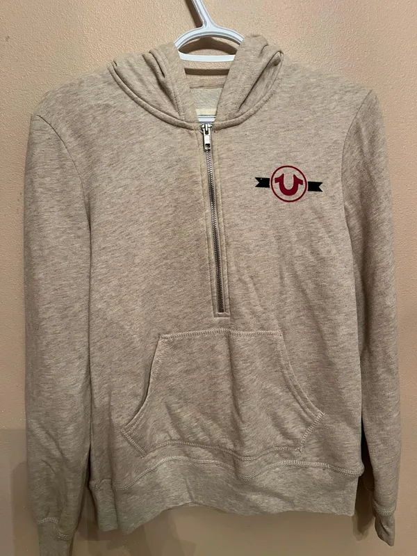 True Religion Half-Zip Rhinestone Hoodie - Image 3