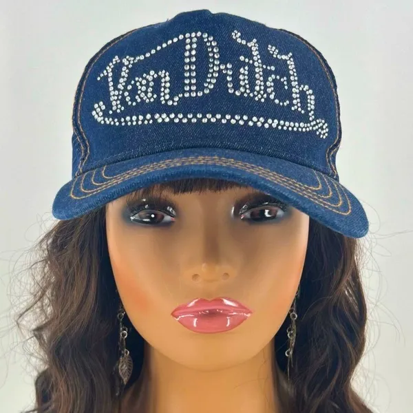 NWT Von Dutch Denim Rhinestone Cap - Image 7