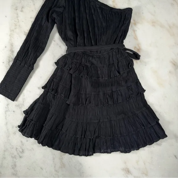 Hello Molly Dance The Night Away Black One-Shoulder Ruffle Mini Dress 8 New NWT - Image 12