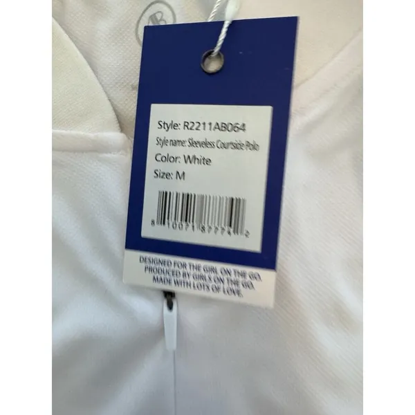Addison Bay Sleeveless Courtside White Polo Shirt Size M Golf Tennis NWT $75 - Image 13
