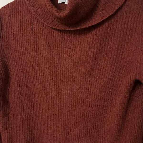 Madewell Bell Sleeve ribbed Turtleneck Sweater size small red‎ / brown - Image 3