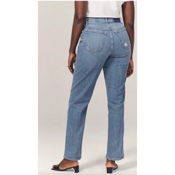 ABERCROMBIE- Curve Love Ultra High Rise 90s Straight Jean Criss-Cross - Image 2