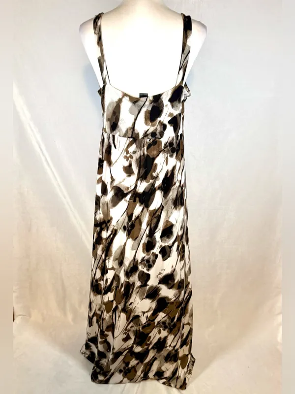 Ann Taylor mocha brown black and white empire waist maxi dress size large - Image 3