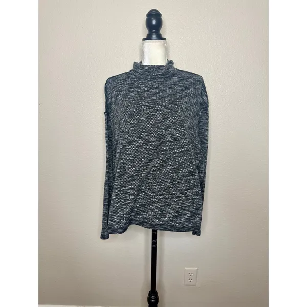 WE THE FREE PEOPLE Women's L SUNNY DAYS Mock Neck Thermal Long Sleeve Top Black - Image 12