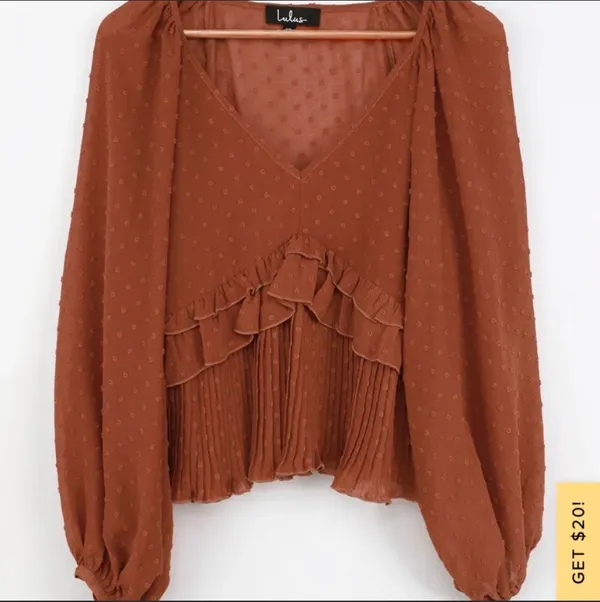 Lulus Swiss Dot Long Sleeve Top - Image 3