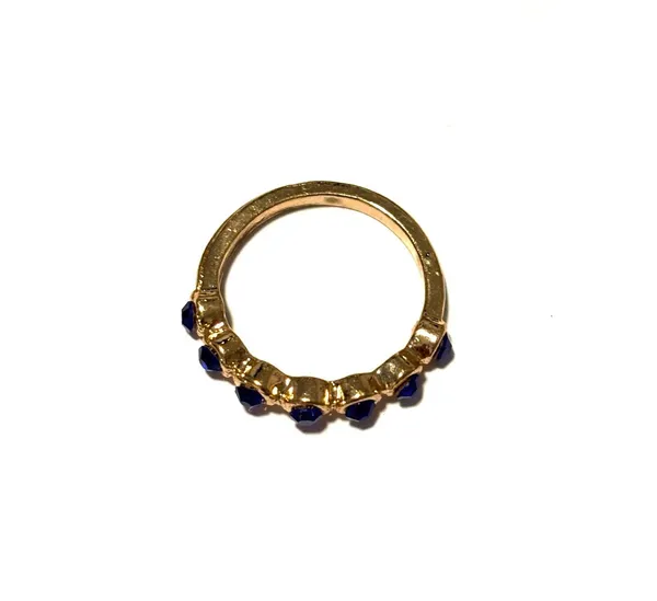 Gold tone ring with blue stones - Image 2