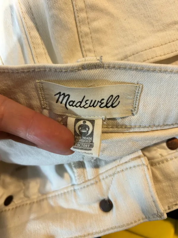 Madewell Ivory Raw Hem The Perfect Denim Jean High Wasited Frayed Shorts Size 25 - Image 7