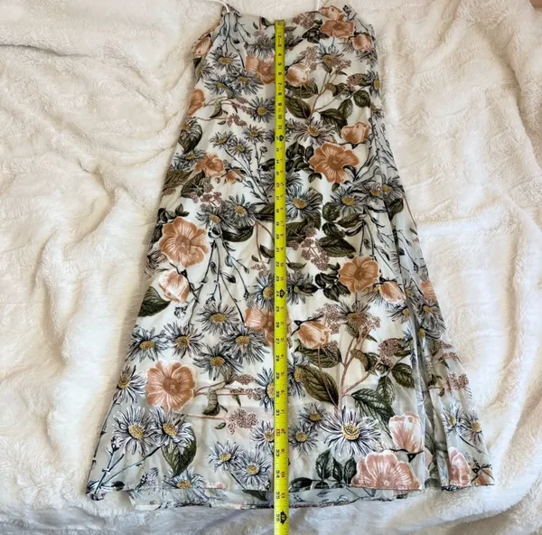 New Summer Floral Print Satin Barbie Sleeveless Midi Dress Size Medium - Image 13