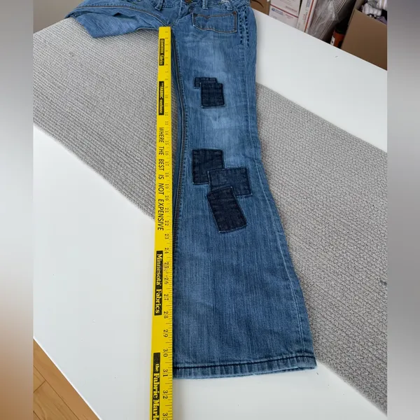 Set/2 MEK Denim Keros Skinny Super Bell Low Rise Flare Jeans Patchwork Dk Rinse - Image 13