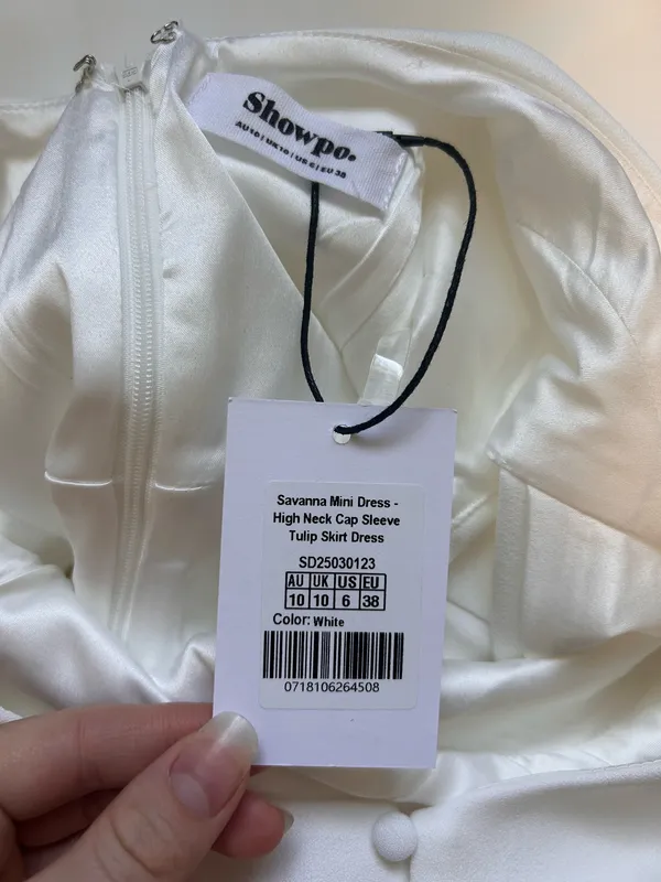 New Showpo Savanna High Neck Cap Sleeve Mini Dress Size Small MSRP $109 - Image 8