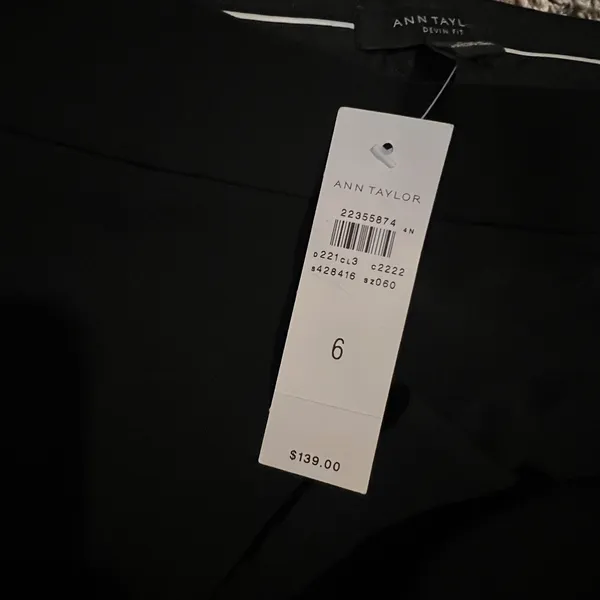 Ann Taylor Devin Fit Black Straight Leg Dress Pants‎ Side Zip Size 6 NEW - Image 3