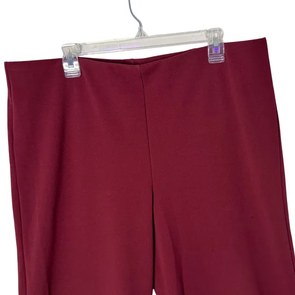 Loft Wide Leg Pull On Crop Stretch Pants Womens XL Burgundy Casual Office - Image 7