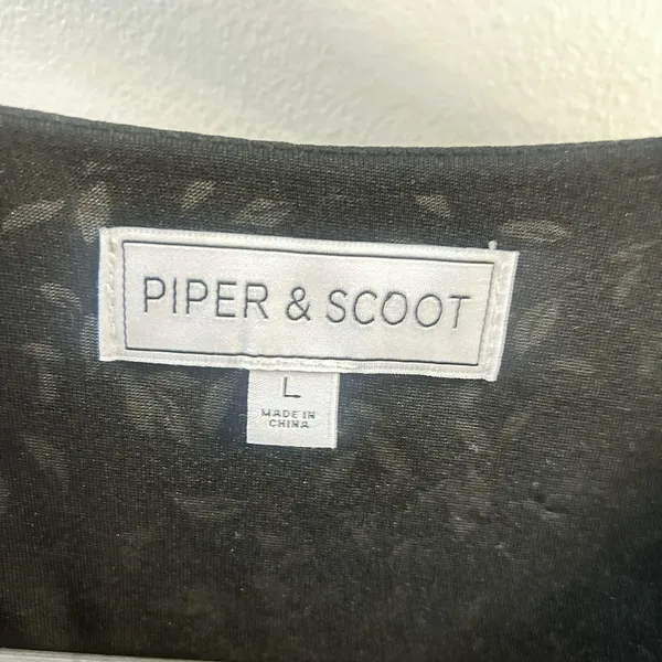 Piper & Scoot Black‎ & Beige Floral Tiered Dress Size L - Image 6