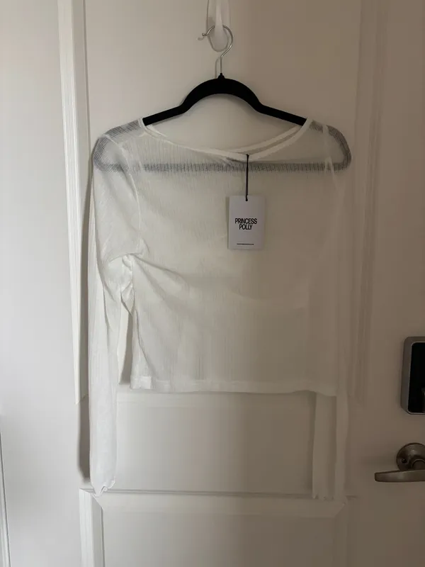 Princess Polly Top Long Sleeve White - Image 3