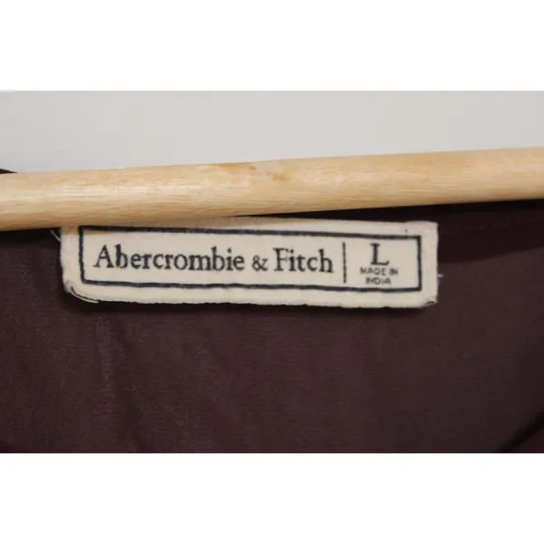 Abercrombie & Fitch Burgundy Red Black Tie Neck Long Sleeve Blouse Top Size L - Image 3