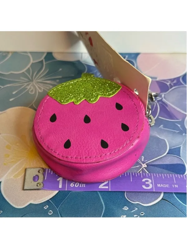 NEW Pink Strawberry Coin Purse Keychain NWT - Image 6