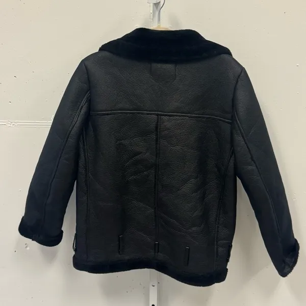 Zara‎ Blogger Favorite Faux Fur Oversized Moto Style Jacket Bomber Small Black - Image 3