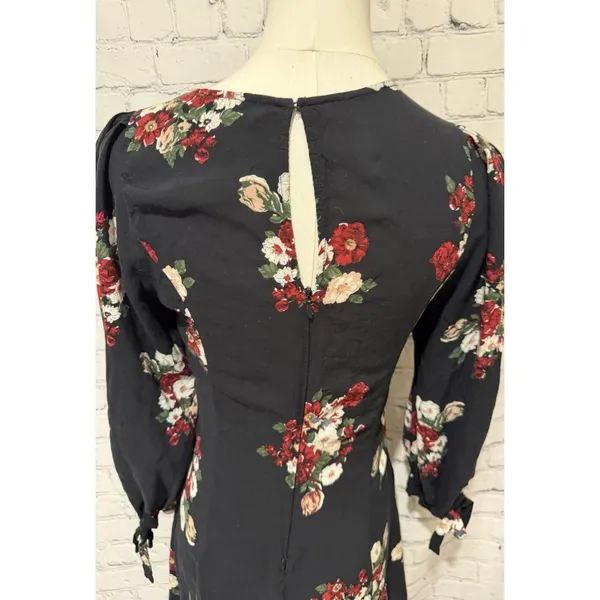 Zara Women’s Premium Denim Collection Navy Flowers Swing Dress Size Small - Image 3