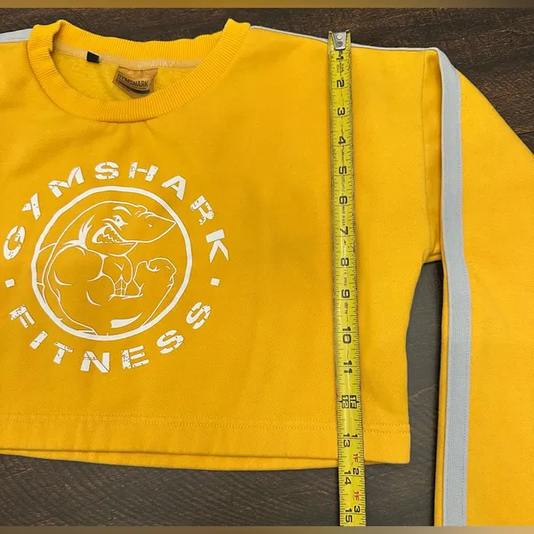 Gymshark Women Yellow Legacy Cropped Pullover Sweater Size S Stretch Gym Yoga - Image 5