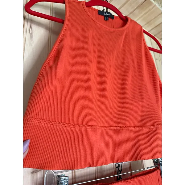 NWT Lulus Absolute Edge Orange Sleeveless Two-Piece Bodycon Midi Dress Size M - Image 5