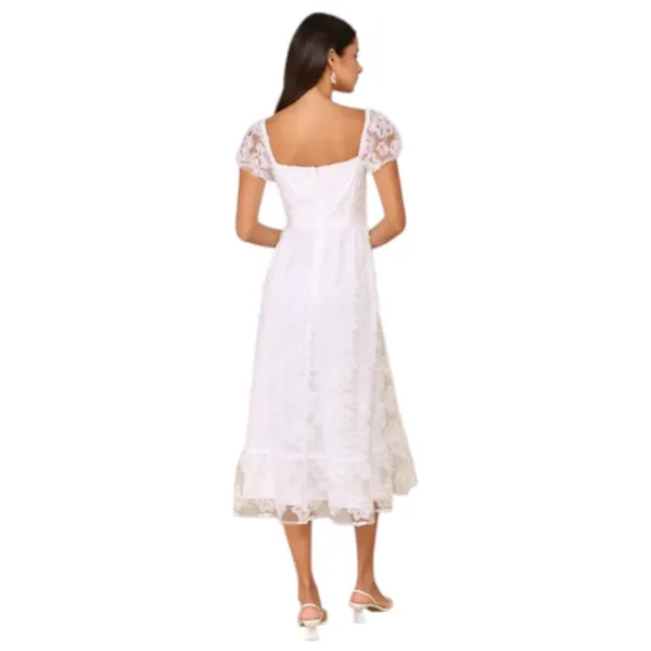 Lulus White Floral Midi Cocktail Dress NWT Size Small White Cocktail Dress - Image 2