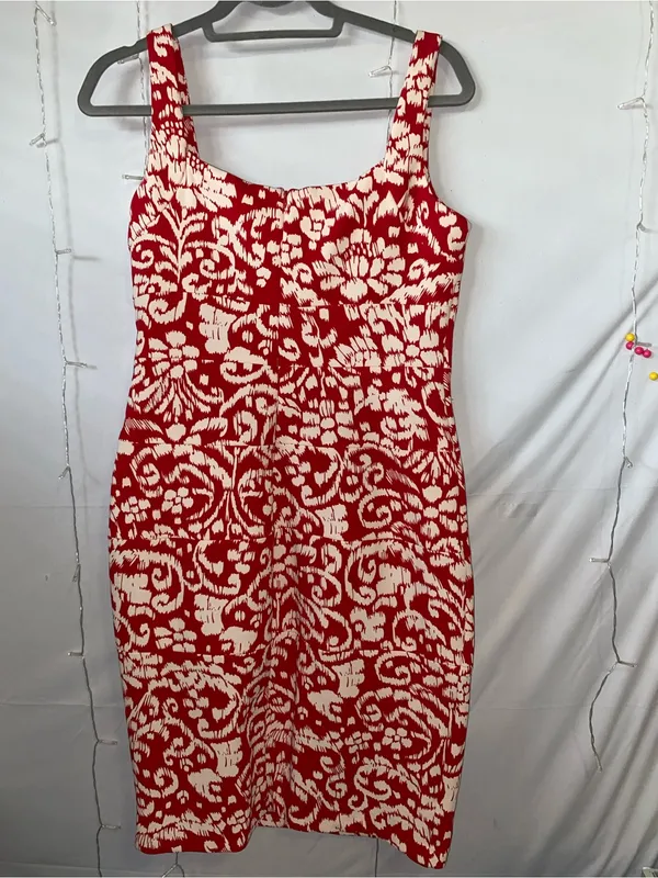 Red and White Floral Sheath Dress - Womens - Image 4