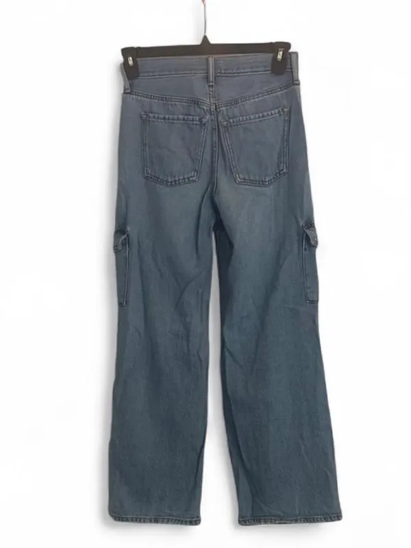 Old Navy Women's Extra High-Rise Wide-Leg Jeans Blue Medium Wash Cargo Size 0 - Image 3