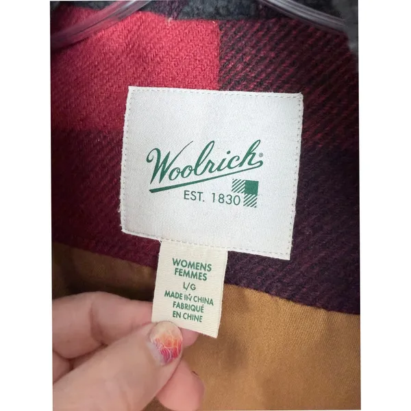 Woolrich Buffalo Plaid Wool Blend Zip Vest Red Black Women's L - Image 4